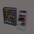 Enclosed And Metal Wire Display Racks With Snacks Beverages And Boxed Products