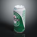 Heineken Beer Can With Green White Label On Dark Background Showing Reflection
