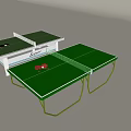 Table Tennis Tables Sports Equipment With Green Surface White Frame Red Paddles Balls And Net