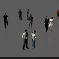 Group of People Interacting And Standing In Various Poses With Diverse Clothing Styles