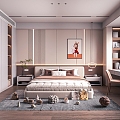 Children's Room Italian Style Bedroom Modern Bedroom Without Main Lamp Bedroom Girl Bedroom Bay Window Desk Advanced Grey Bedroom Simple Bedroom 3d model