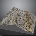 3D Terrain Model With Mountain Slopes Green Vegetation And Rocky Formations
