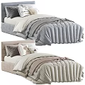 Cozy Modern Single Bed With Soft Gray Beige Quilt And Decorative Pillows
