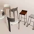 Modern Bar Stools With Different Colors And Stylish Metal Frame Designs 3d model