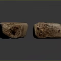 Two Natural Solid Wooden Logs With Visible Grain Texture As Decorative Material Pieces
