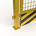 Yellow Grid Road Safety Barrier With Black And Yellow Striped Base