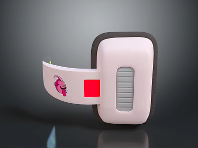 Compact Desktop Computer Label Printer With White Body And Scroll Design 3d model