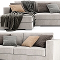 Casual Sofa Combination Casual Sofa Living Room Sofa Multi-Person Sofa Pillow Pillow Home Furniture Simple 3d model