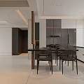 Modern Open Concept Living Dining Room With White Gray Sofa Coffee Table Plant And Rug