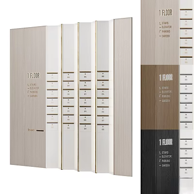 Modern Interior Floor Control Panels With 1FLOOR Labels Digital Number Indicators And Various Color Finishes 3d model