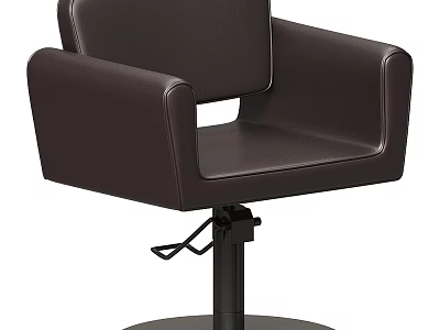 Brown Leather Leisure Chair With Armrests Swivel Base And Black Pedestal 3d model