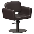 Brown Leather Leisure Chair With Armrests Swivel Base And Black Pedestal