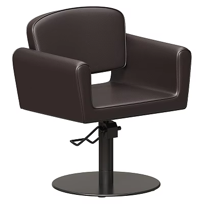 Brown Leather Leisure Chair With Armrests Swivel Base And Black Pedestal 3d model