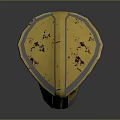 Fantasy Warrior Character Helmet With Gold Black Scratched Design For Mythical Creature