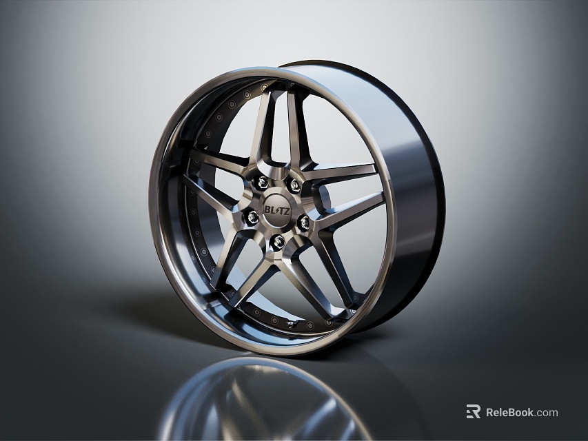 Industrial Equipment High Quality Metal Wheel With Silver Spokes And Shiny Surface 3d model 