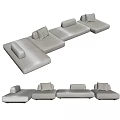 Modern Modular Sectional Sofa With Light Gray Upholstery And Comfortable Cushions 3d model