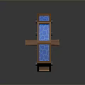 Wooden Octagonal Wheel Structure With Spokes Blue Transparent Panels And Metal Rivets