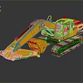 Yellow Tracked Construction Excavator With Large Bucket And Enclosed Cab