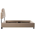 Beige Upholstered Double Bed With Diamond Tufted Headboard And Black Legs