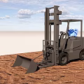 The forklift with retractable shovel is inserted into the pliers without drastic changes of forklift machinery 3d model