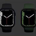 Modern Smartwatch with Blue Green Straps Square Dial Silicone Material and Digital 3d model