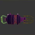 Purple Crab Model With Chains And Metallic Claws On Reflective Surface 3d model