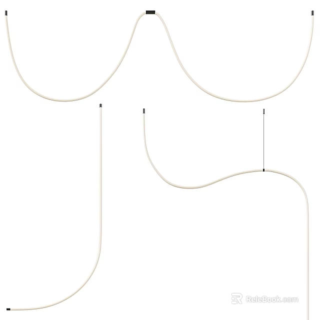 Modern Pendant Lights with Curved Metal Structures for Contemporary Interior Design 3d model