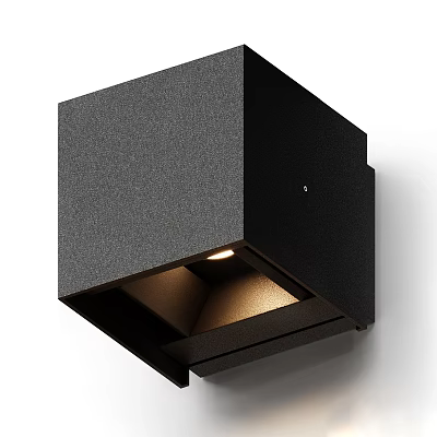 Black Modern Square Wall Light With Warm Illuminated Glow For Interior Decoration 3d model