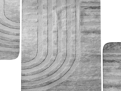 Modern Square Rug With Curved Lines Pattern For Contemporary Living Room Decor 3d model