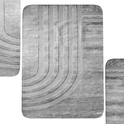 Modern Square Rug With Curved Lines Pattern For Contemporary Living Room Decor 3d model