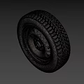 Old Worn Car Tire With Detailed Tread Pattern And Metal Rim Structure