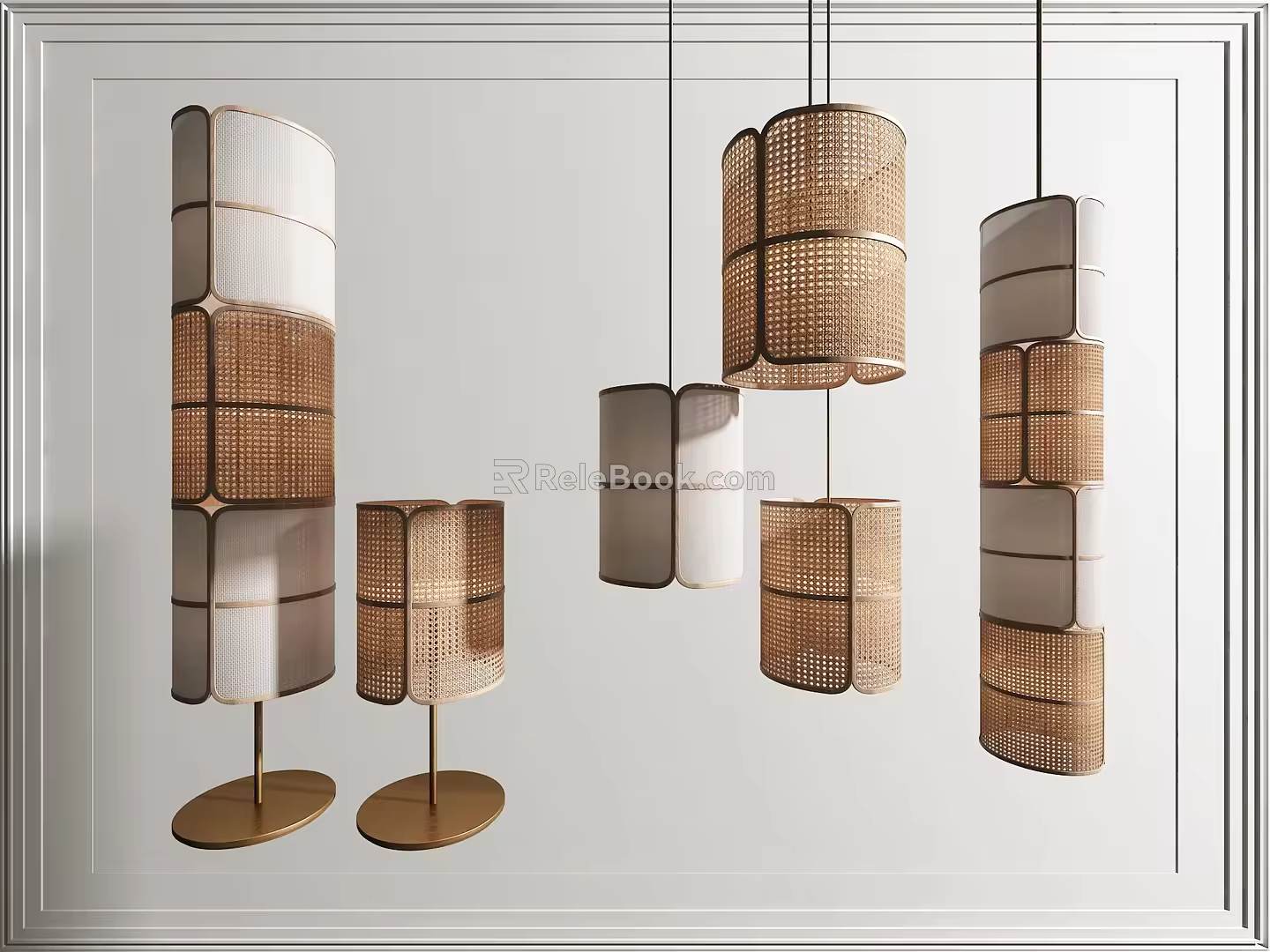 New Chinese style lamp combination chandelier 3d model