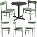 Modern Green Table And Chair Set With Round Table And Backrest Chairs 3d model