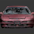 Pink Sedan Car With Textured Surface And 3D Model On Dark Background