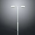 Modern White Floor Lamp with Dual Adjustable Lamps and Slim Metal Stand Design