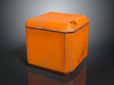 Orange Square Metal Storage Container With Vintage Style For Home Organizing Needs 3d model