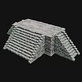 Ancient Stone Architecture Stepped Platform Structure With Stacked Stone Blocks 3d model