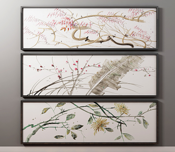 New Chinese Plant Painting Hanging Paintings 3d model