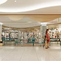 Bright Spacious Mall Store Interior With Shoppers And Stylish Product Displays