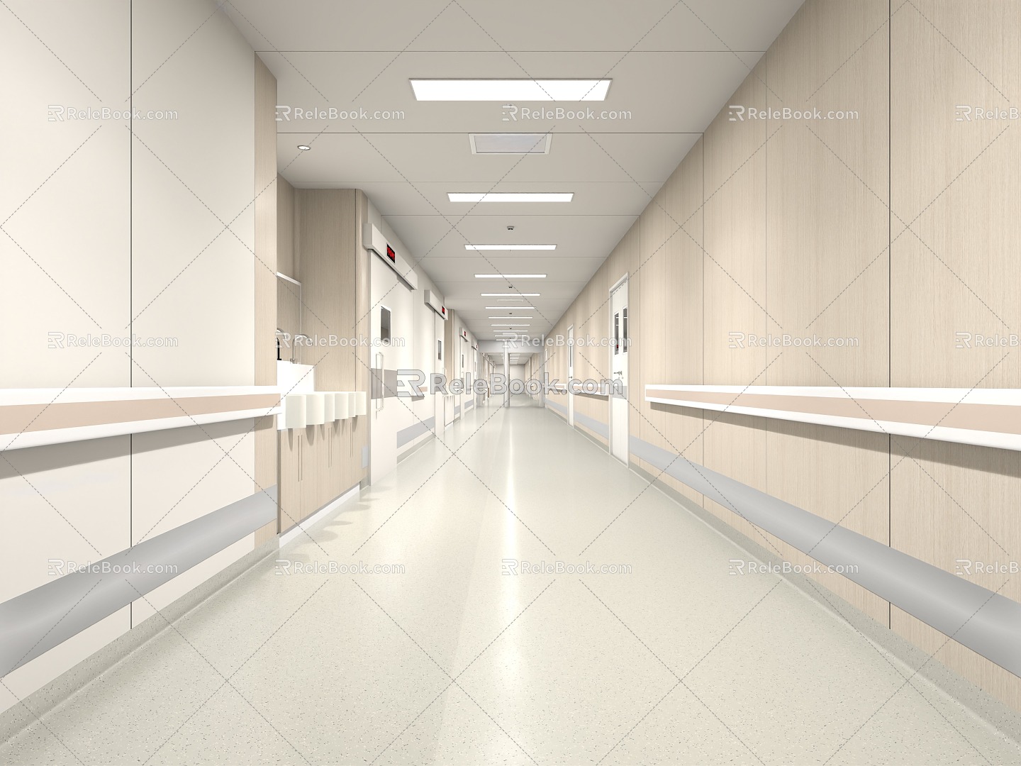 Modern Clean Corridor Hospital Corridor 3d model