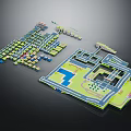 Detailed Architectural Building Layout Plan With Multiple Structures Green Spaces And Roads