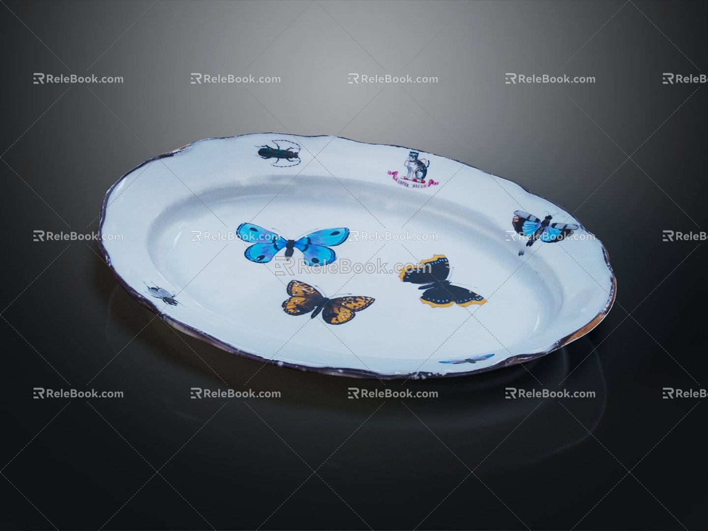 Modern Plate Porcelain Plate Fruit Plate 3d model