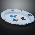 Decorative Oval White Plate With Butterfly And Insect Designs Colorful Edge Accents For Table Decoration
