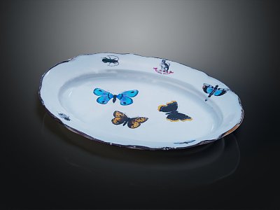 Modern Plate Porcelain Plate Fruit Plate 3d model