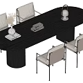 Middle style dining table and chair combination 3d model