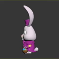 Cute Cartoon Rabbit Figure Wearing Pink Top Hat And Holding Easter Egg Basket