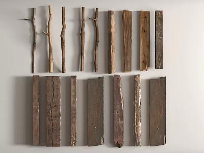 Natural Stone and Wood Display with Various Types of Textures and Patterns 3d model