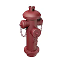 Red Fire Hydrant as Essential Fire Equipment with Metal Chains and Valves 3d model