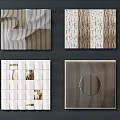 Modern Textured Wall Decor With Square Design Geometric Patterns And Metallic Accents 3d model