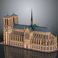 Intricate Historical Gothic Building Model With Spire Rose Window And Flying Buttresses